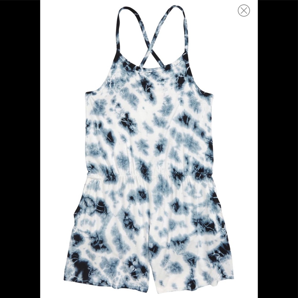 Kids Navy and white Tie Dye Romper Sz 10-12 Girls
